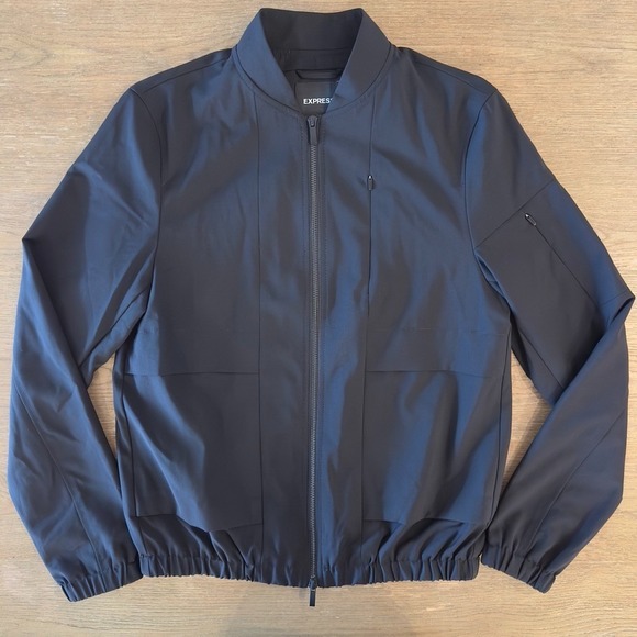 NEW Express Men's Wool Blend Black Bomber‎ Jacket-2 Way Zipper-Size XS RRP $198